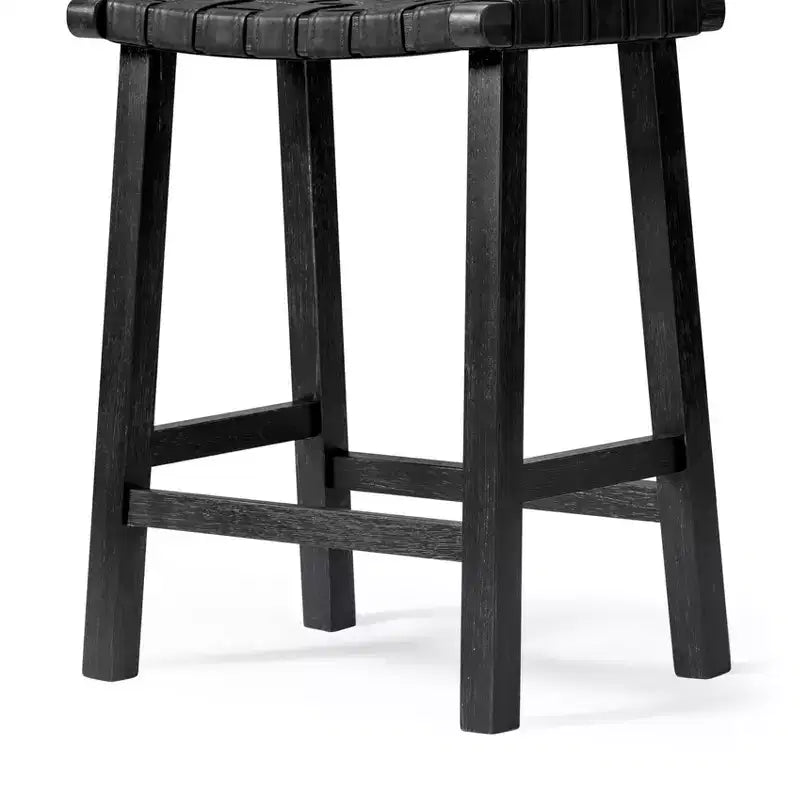 Backless Counter Stool with Faux Leather Seat, 25" Height