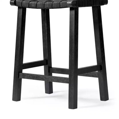 Backless Counter Stool with Faux Leather Seat, 25" Height