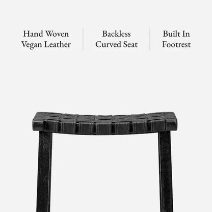 Backless Counter Stool with Faux Leather Seat, 25" Height