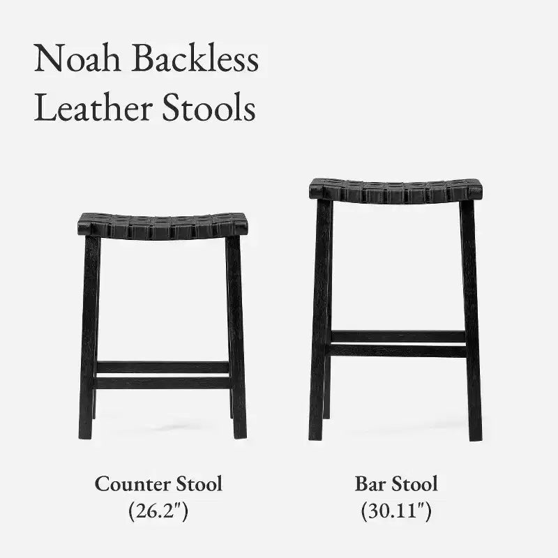 Backless Counter Stool with Faux Leather Seat, 25" Height