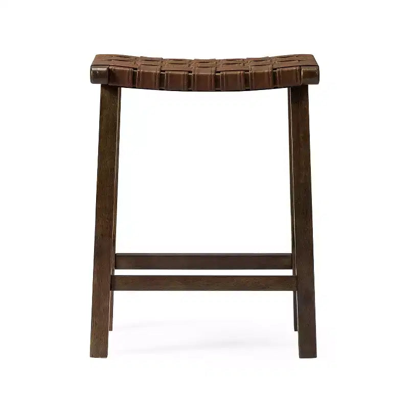 Backless Counter Stool with Faux Leather Seat, 25" Height