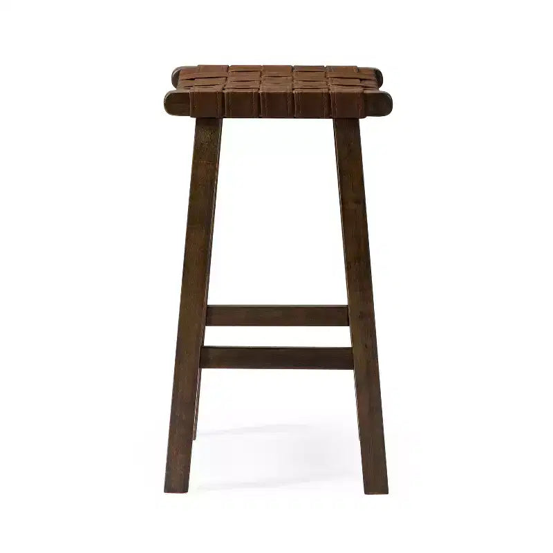 Backless Counter Stool with Faux Leather Seat, 25" Height