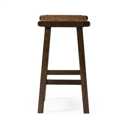 Backless Counter Stool with Faux Leather Seat, 25" Height