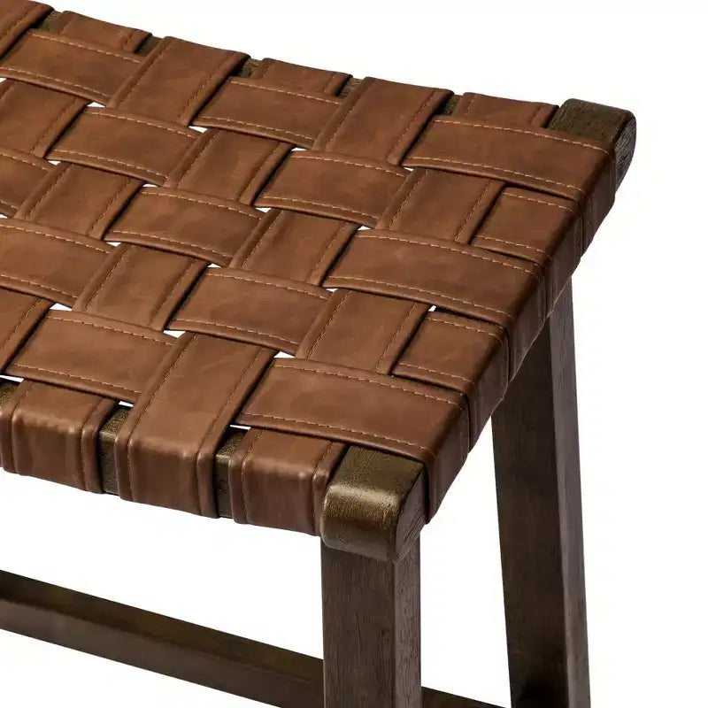 Backless Counter Stool with Faux Leather Seat, 25" Height