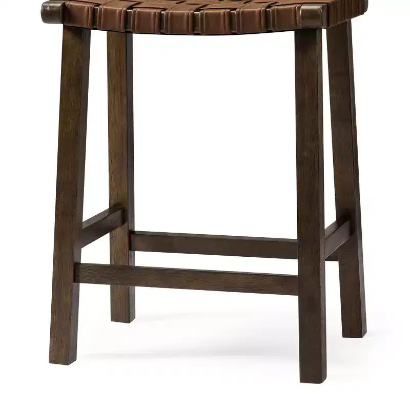 Backless Counter Stool with Faux Leather Seat, 25" Height