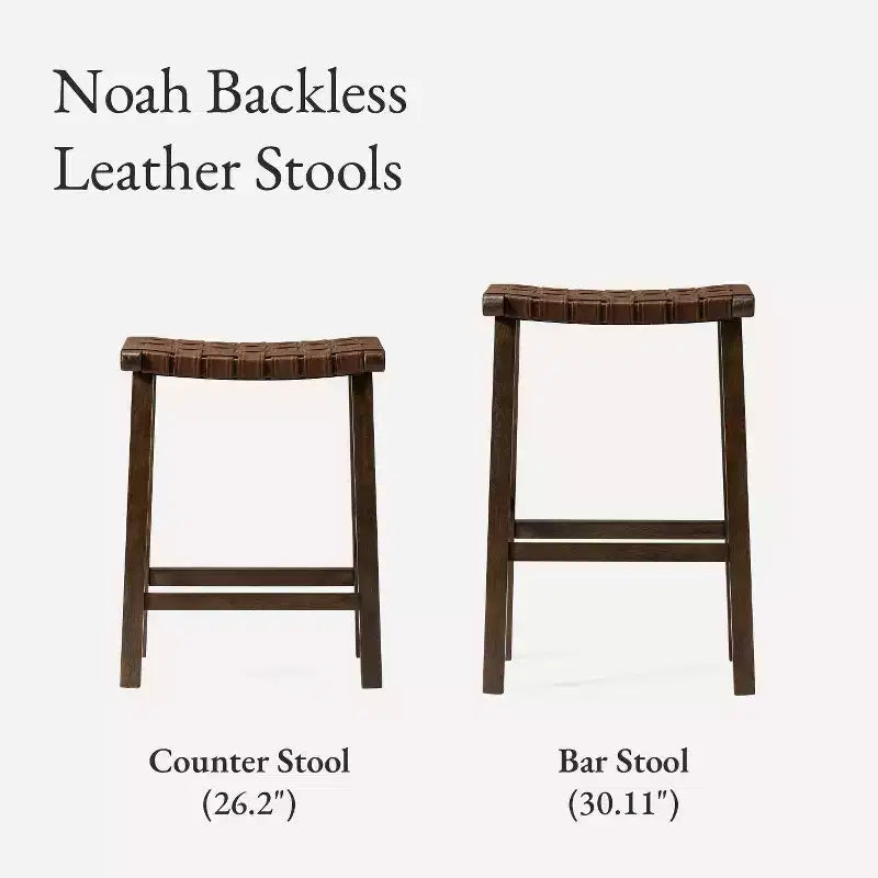 Backless Counter Stool with Faux Leather Seat, 25" Height