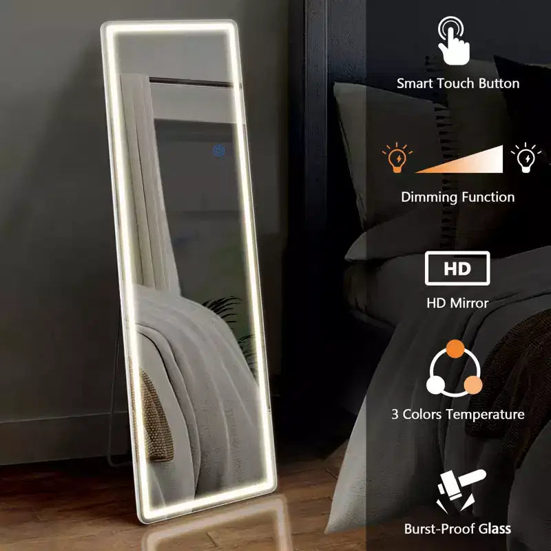 Adjustable LED Vanity Mirror 64x21 Inch, Lighted Bathroom Mirror with Dimmable Brightness, White