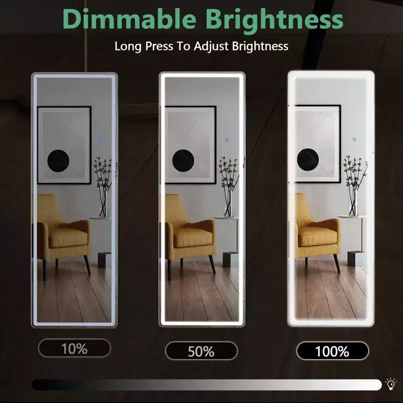 Adjustable LED Vanity Mirror 64x21 Inch, Lighted Bathroom Mirror with Dimmable Brightness, White