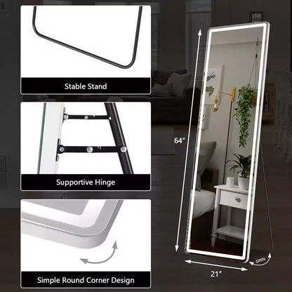 Adjustable LED Vanity Mirror 64x21 Inch, Lighted Bathroom Mirror with Dimmable Brightness, White