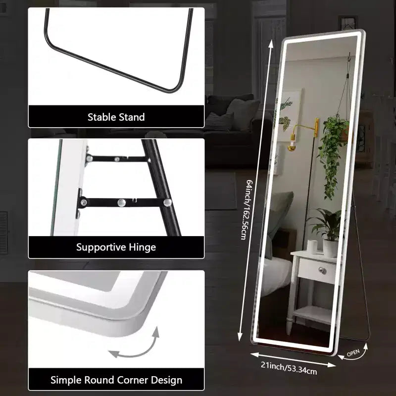 Adjustable LED Vanity Mirror 64x21 Inch, Lighted Bathroom Mirror with Dimmable Brightness, White