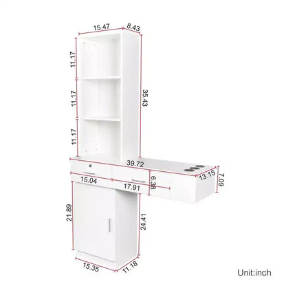 Modern Vanity Desk with Multi-Tier Storage, Built-In Mirror & LED Lights, White