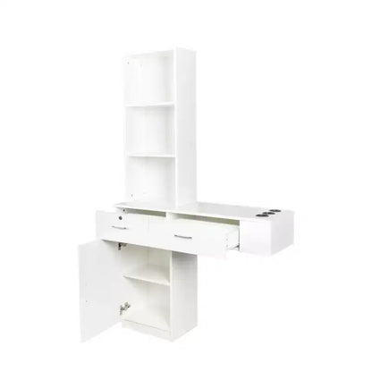 Modern Vanity Desk with Multi-Tier Storage, Built-In Mirror & LED Lights, White