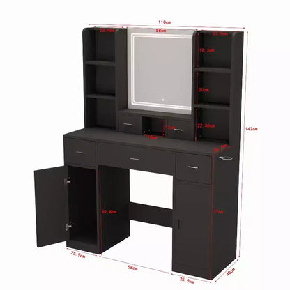 Lighted Vanity Table with Drawers, Storage Cabinet & Dressing Pad for Bedroom