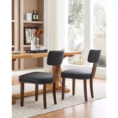 Modern Fabric Dining Chairs, Upholstered Kitchen Chairs with Hardwood Frame, Wood Legs, Nailhead Trim