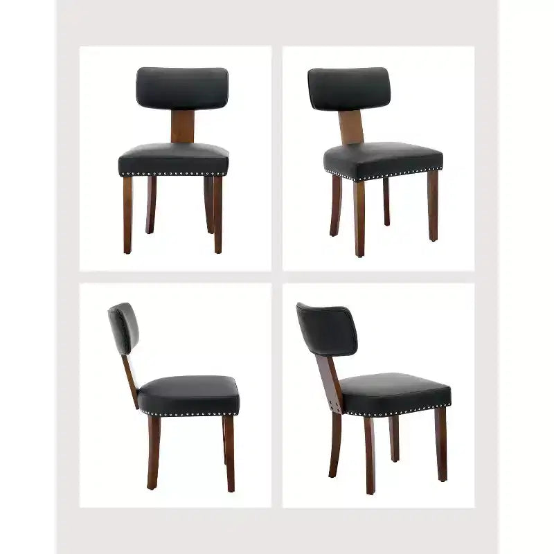 Modern Fabric Dining Chairs, Upholstered Kitchen Chairs with Hardwood Frame, Wood Legs, Nailhead Trim