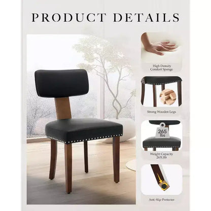 Modern Fabric Dining Chairs, Upholstered Kitchen Chairs with Hardwood Frame, Wood Legs, Nailhead Trim