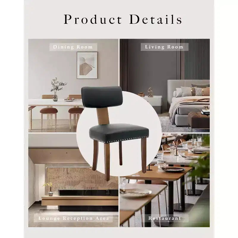 Modern Fabric Dining Chairs, Upholstered Kitchen Chairs with Hardwood Frame, Wood Legs, Nailhead Trim