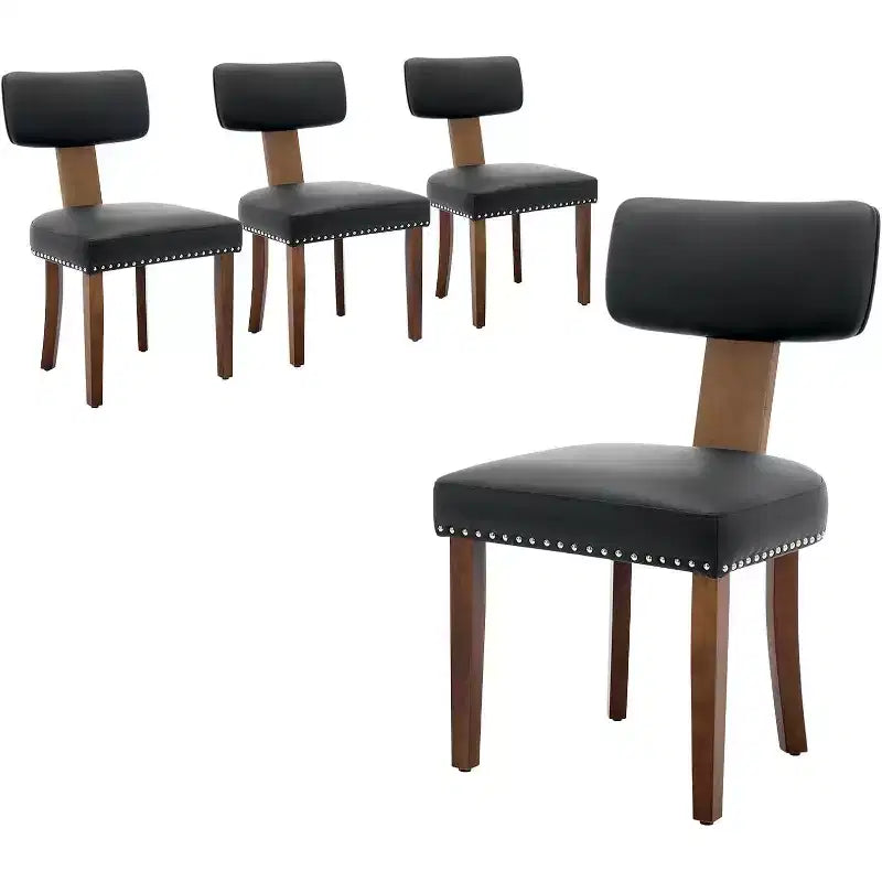 Modern Fabric Dining Chairs, Upholstered Kitchen Chairs with Hardwood Frame, Wood Legs, Nailhead Trim
