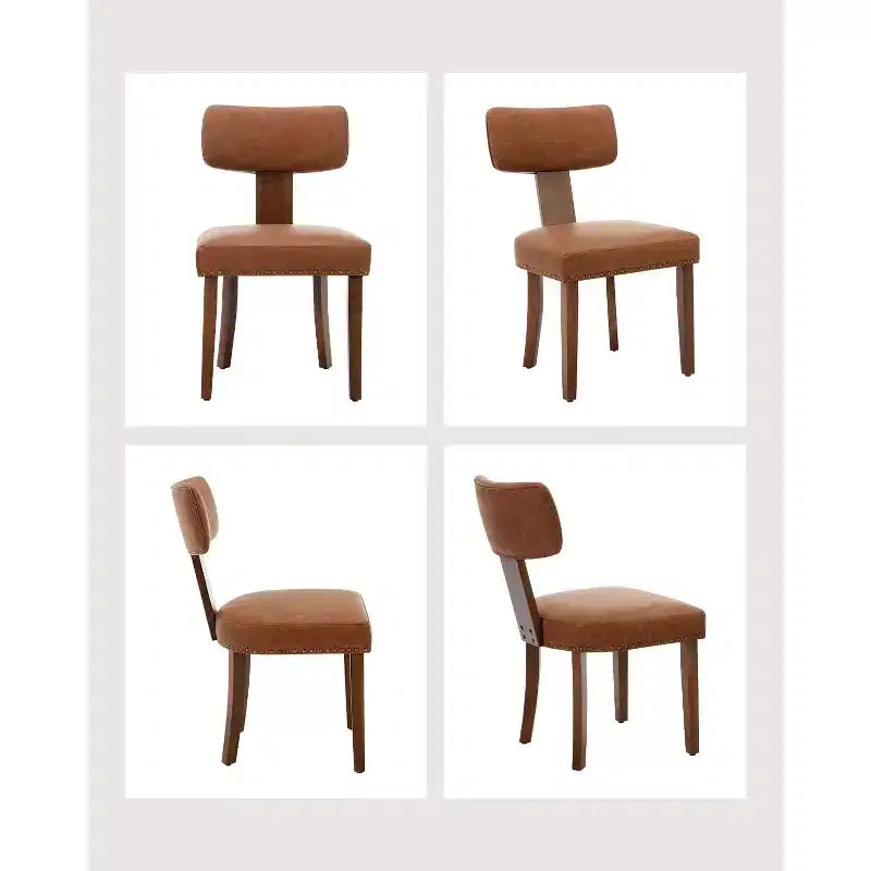 Modern Fabric Dining Chairs, Upholstered Kitchen Chairs with Hardwood Frame, Wood Legs, Nailhead Trim