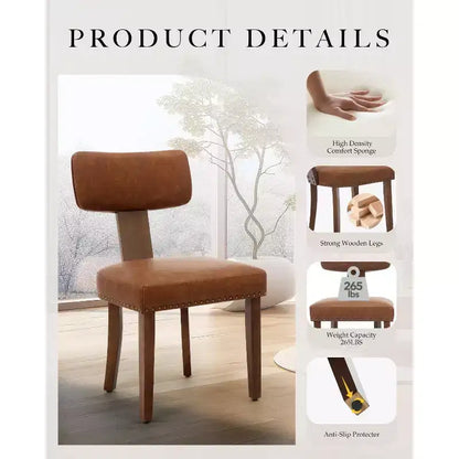 Modern Fabric Dining Chairs, Upholstered Kitchen Chairs with Hardwood Frame, Wood Legs, Nailhead Trim