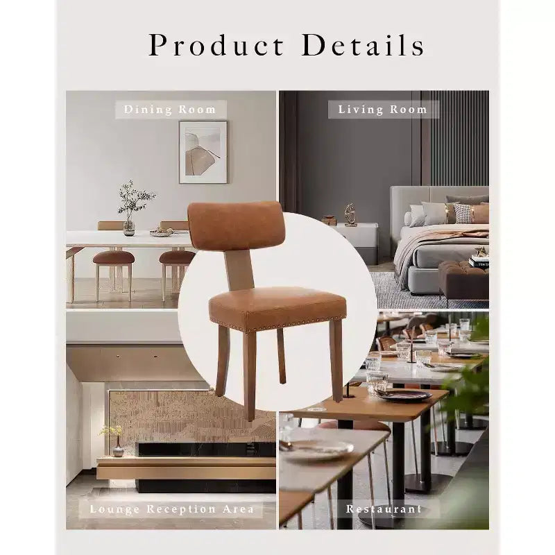 Modern Fabric Dining Chairs, Upholstered Kitchen Chairs with Hardwood Frame, Wood Legs, Nailhead Trim