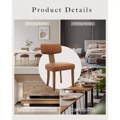 Modern Fabric Dining Chairs, Upholstered Kitchen Chairs with Hardwood Frame, Wood Legs, Nailhead Trim