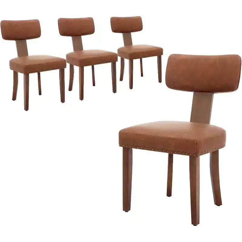 Modern Fabric Dining Chairs, Upholstered Kitchen Chairs with Hardwood Frame, Wood Legs, Nailhead Trim