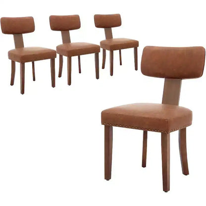 Modern Fabric Dining Chairs, Upholstered Kitchen Chairs with Hardwood Frame, Wood Legs, Nailhead Trim