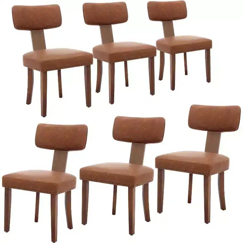 Modern Fabric Dining Chairs, Upholstered Kitchen Chairs with Hardwood Frame, Wood Legs, Nailhead Trim