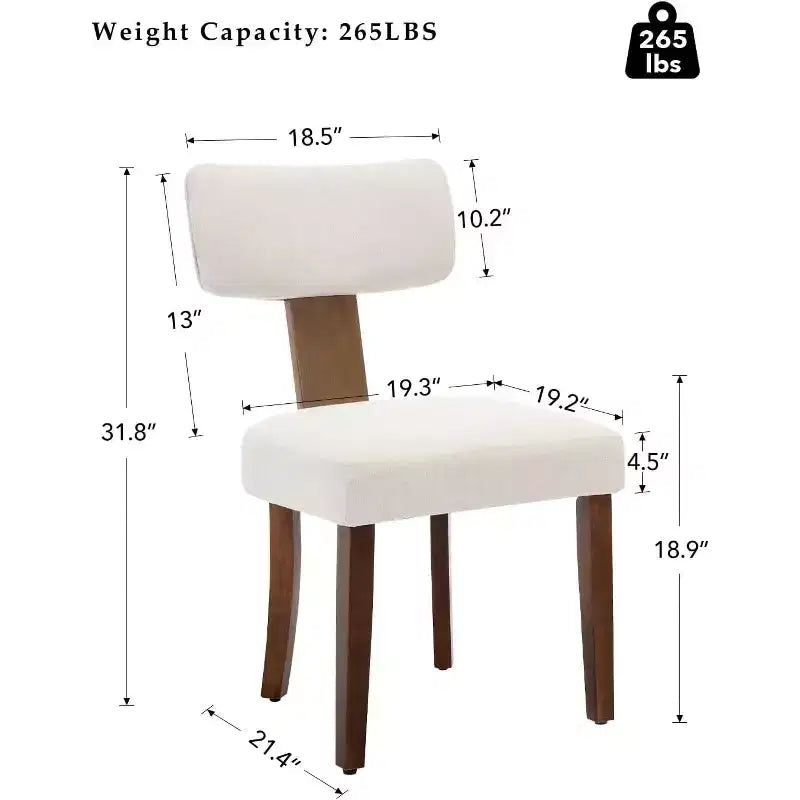 Modern Fabric Dining Chairs, Upholstered Kitchen Chairs with Hardwood Frame, Wood Legs, Nailhead Trim