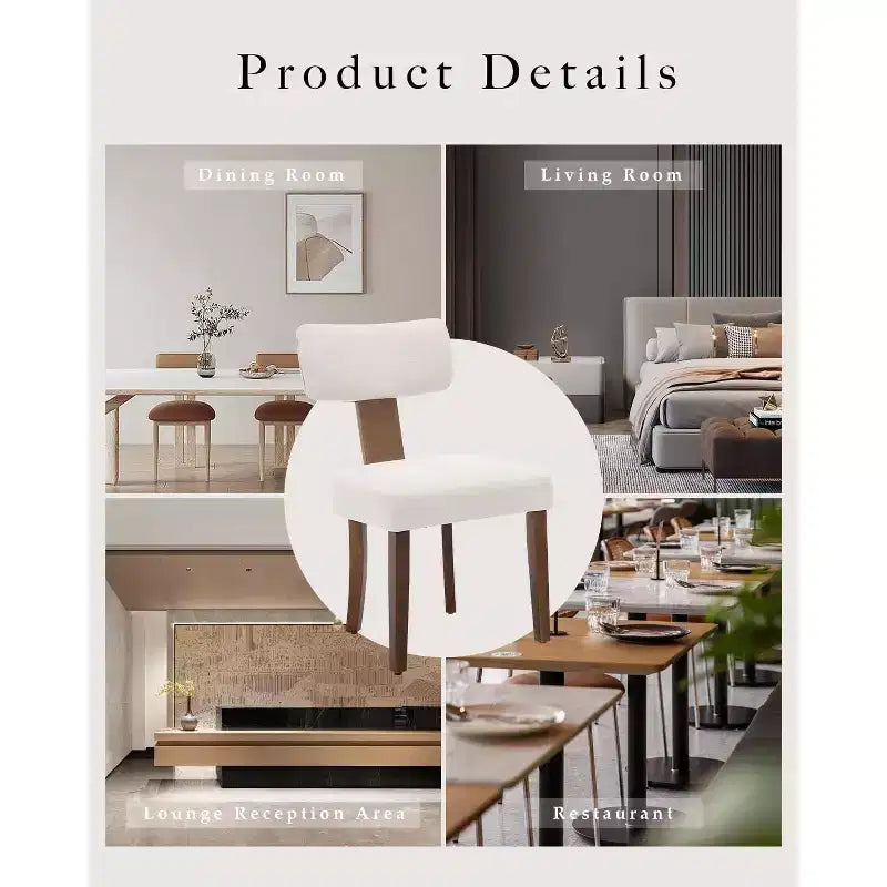 Modern Fabric Dining Chairs, Upholstered Kitchen Chairs with Hardwood Frame, Wood Legs, Nailhead Trim