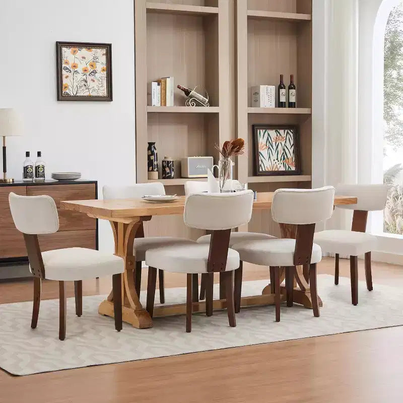 Modern Fabric Dining Chairs, Upholstered Kitchen Chairs with Hardwood Frame, Wood Legs, Nailhead Trim