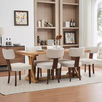 Modern Fabric Dining Chairs, Upholstered Kitchen Chairs with Hardwood Frame, Wood Legs, Nailhead Trim
