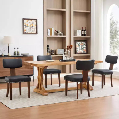 Modern Fabric Dining Chairs, Upholstered Kitchen Chairs with Hardwood Frame, Wood Legs, Nailhead Trim