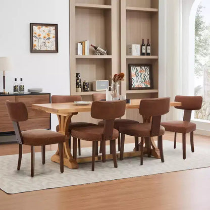 Modern Fabric Dining Chairs, Upholstered Kitchen Chairs with Hardwood Frame, Wood Legs, Nailhead Trim