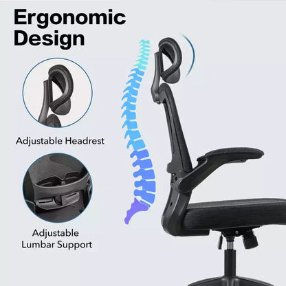 Ergonomic Mesh Office Chair with Headrest, Lumbar Support and Flip-Up Arms