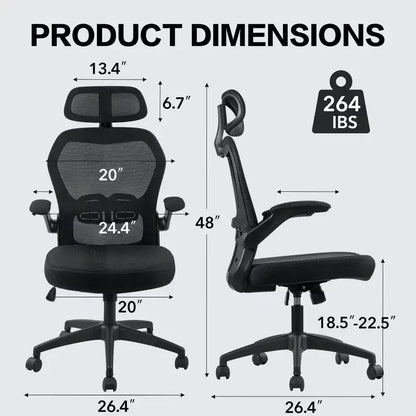 Ergonomic Mesh Office Chair with Headrest, Lumbar Support and Flip-Up Arms