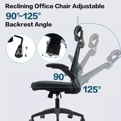 Ergonomic Mesh Office Chair with Headrest, Lumbar Support and Flip-Up Arms