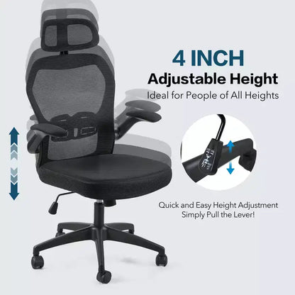 Ergonomic Mesh Office Chair with Headrest, Lumbar Support and Flip-Up Arms