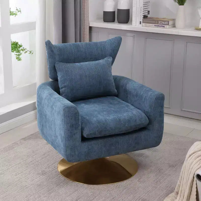Okak 360 Degree Swivel Accent Chair, Classic Mid-Century Accent Chair with Gold Metal Basefor Living Room