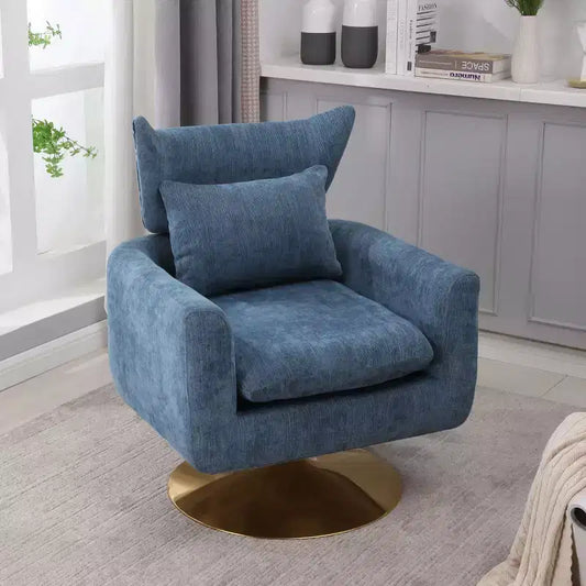 Okak 360 Degree Swivel Accent Chair, Classic Mid-Century Accent Chair with Gold Metal Basefor Living Room