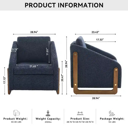 Modern Accent Chair with Chenille Upholstery & Wooden Frame for Bedroom & Living Room