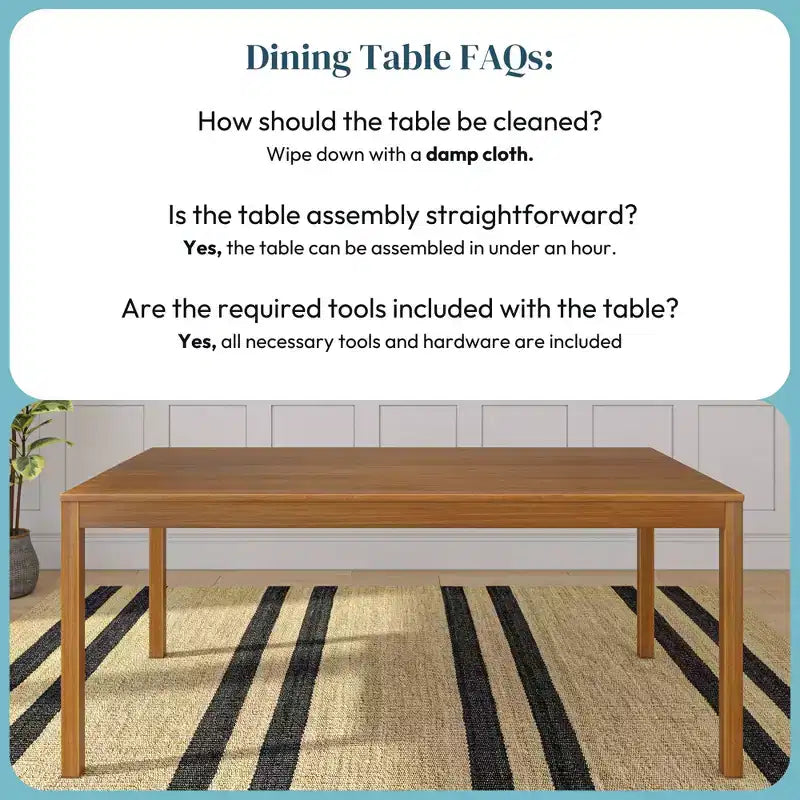 72" Rectangular Wooden Dining Table for 6 People, Kitchen & Dining Room