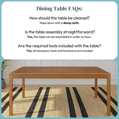 72" Rectangular Wooden Dining Table for 6 People, Kitchen & Dining Room