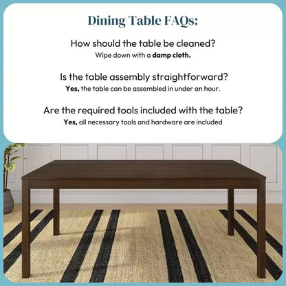 72" Rectangular Wooden Dining Table for 6 People, Kitchen & Dining Room