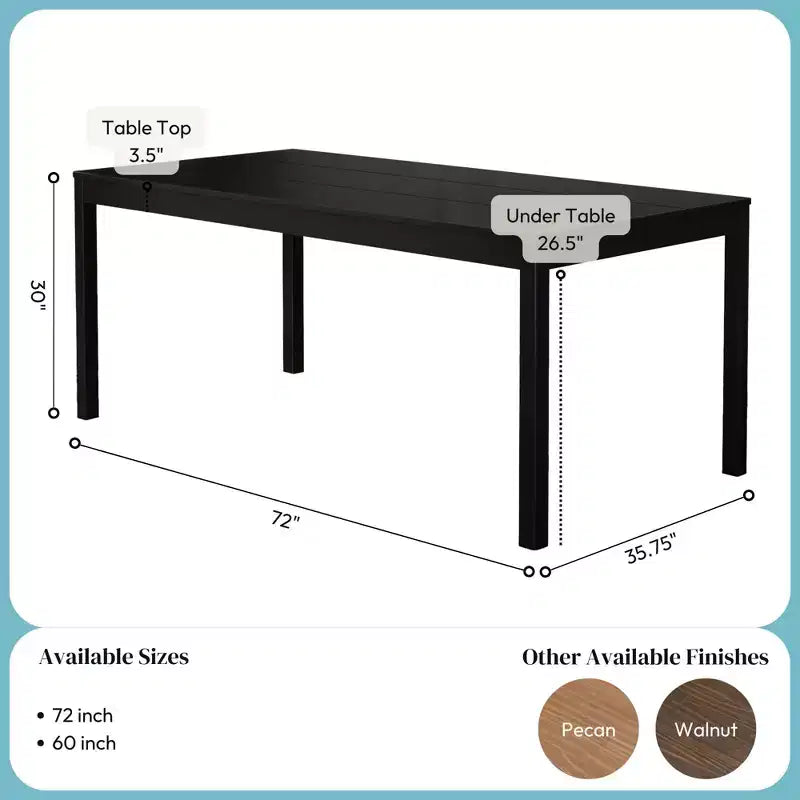 72" Rectangular Wooden Dining Table for 6 People, Kitchen & Dining Room