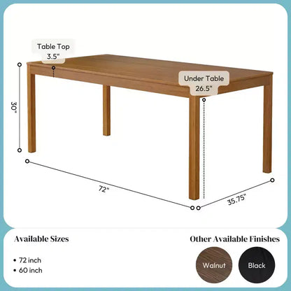 72" Rectangular Wooden Dining Table for 6 People, Kitchen & Dining Room