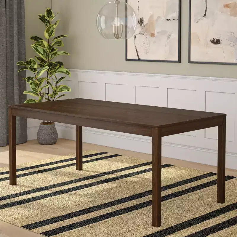 72" Rectangular Wooden Dining Table for 6 People, Kitchen & Dining Room