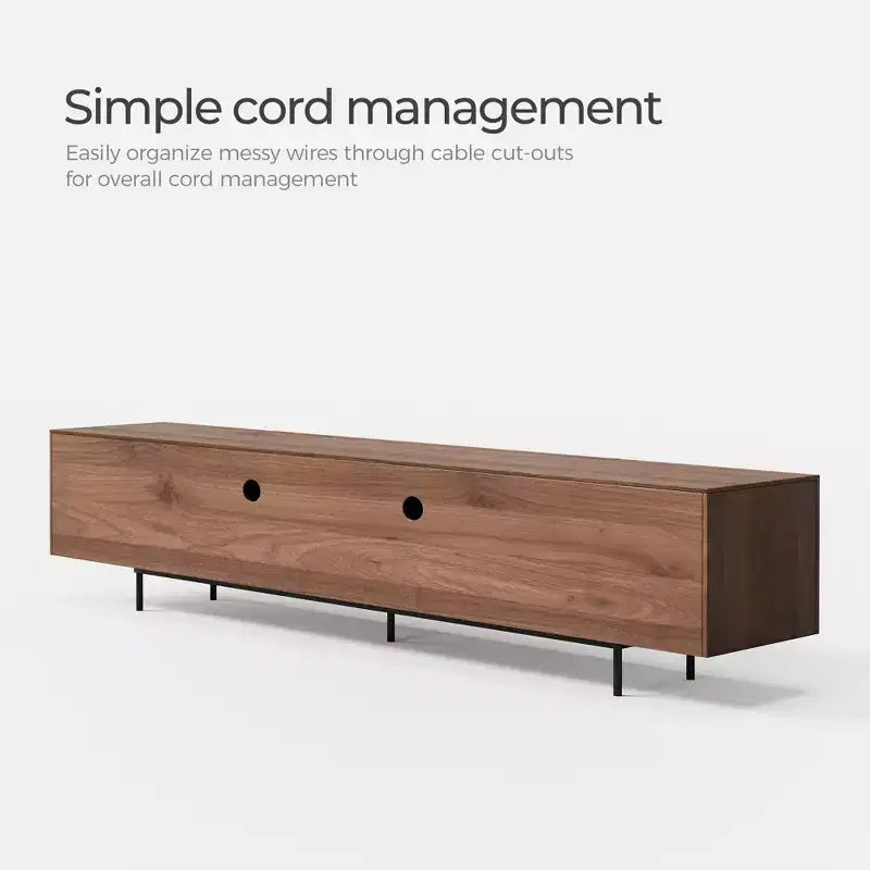 94.48" Mid-Century Modern TV Stand for TVs up to 100", Walnut Cabinets & Metal Frame