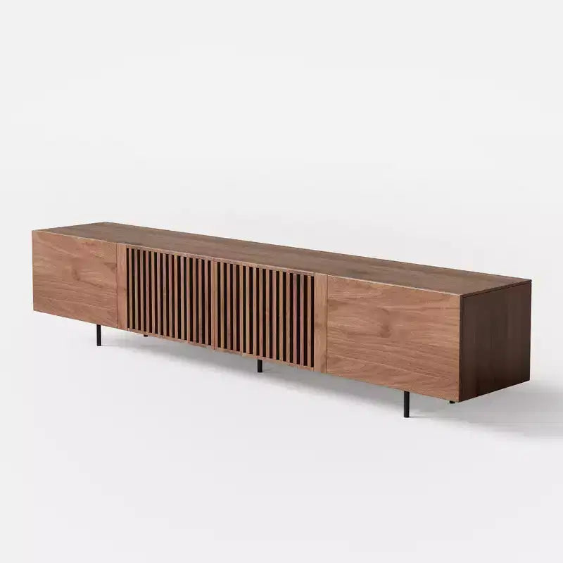 94.48" Mid-Century Modern TV Stand for TVs up to 100", Walnut Cabinets & Metal Frame